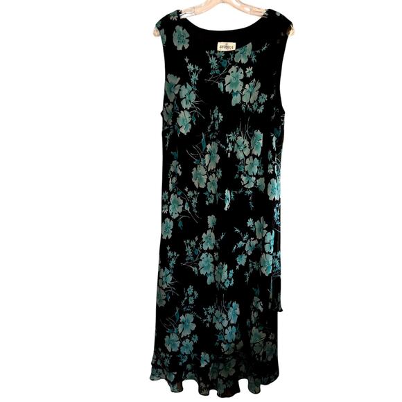 Studio 1 20W Green Women's Sleeveless Maxi BOHO Dress Plus Size 2X XXL 2XL - Picture 2 of 5